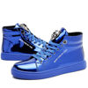 Picture of IGxx Men's Sneakers Punk Ankle Boots for Men Metal Rivet High Top Lace-up Running Basketball Shoes for Shiny Metal Decoration Shoes Motorcycle Boots Blue - Size: 7.5