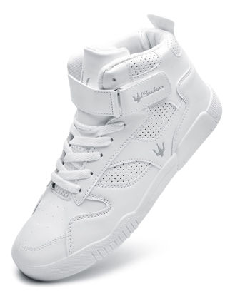 Picture of KUXIE Shoes Men's High Top Fashion Sneakers Outdoor Casual Sports Shoes Training Leather Shoes Mens Flats (M729-white, 9.5, Numeric_9_Point_5) - Size: 9.5