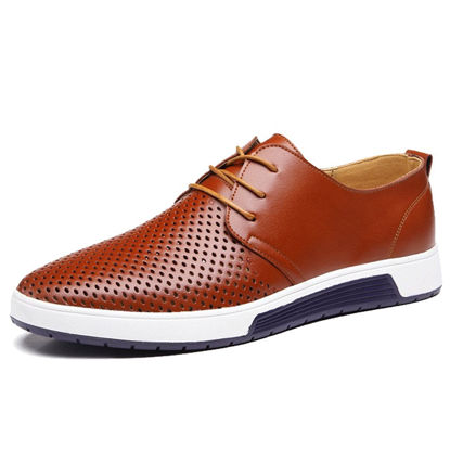 Picture of XIPAI Men's Casual Oxford Shoes Breathable Stylish Comfortable Sneakers Brown - Size: 8