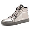 Picture of IGxx Men's Sneakers Punk Ankle Boots for Men Metal Rivet High Top Lace-up Running Basketball Shoes for Shiny Metal Decoration Shoes Motorcycle Boots Silver - Size: 11.5 Women/9.5 Men