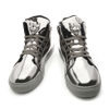 Picture of IGxx Men's Sneakers Punk Ankle Boots for Men Metal Rivet High Top Lace-up Running Basketball Shoes for Shiny Metal Decoration Shoes Motorcycle Boots Silver - Size: 11.5 Women/9.5 Men