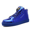 Picture of IGxx Men's Sneakers Punk Ankle Boots for Men Metal Rivet High Top Lace-up Running Basketball Shoes for Shiny Metal Decoration Shoes Motorcycle Boots Blue - Size: 12.5 Women/10.5 Men