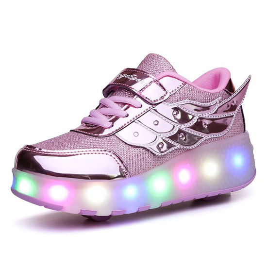 Picture of AIkuass Roller Shoes for Girls Boys Kids LED Sneakers - Size: 11.5 Little Kid