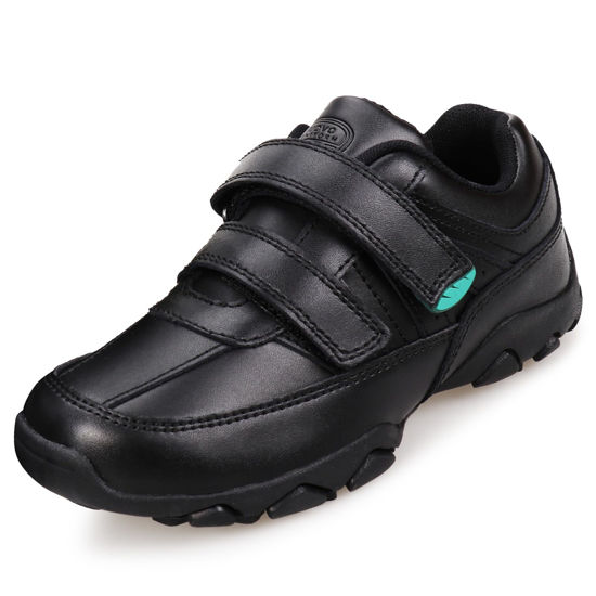 Picture of Eggseed Boys School Shoes Kids Black Trainers Uniform Dress Shoe Easy Fasten Footwear Size 13 Little Kids - Size: 13 Little Kid