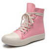 Picture of MOFEEDOUKA Womens High Top Sneakers Lace Up Comfort Platform Walking Canvas Shoes with Zipper Pink Pu - Size: 6