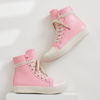 Picture of MOFEEDOUKA Womens High Top Sneakers Lace Up Comfort Platform Walking Canvas Shoes with Zipper Pink Pu - Size: 6