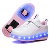 Picture of Qneic Roller Shoes USB Rechargeable Roller Skate Shoes for Girls Wheels Sneakers for Boys Light Up Shoes Kids(4 Big Kid/EU36,White/Pink) - Size: 4 Big Kid