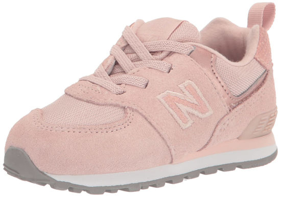 Picture of New Balance Girls 574 V1 Bungee Sneaker, Pink Haze/White, 5 Toddler - Size: 5 Toddler
