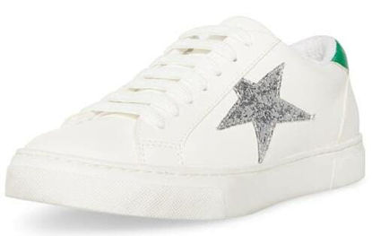 Picture of Steve Madden Rezume White/Green Lace-Up Rounded Closed Toe Fashion Sneakers (White/Green, 8) - Size: 8