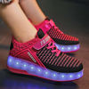 Picture of Ufatansy Roller Skate Shoes Wheels Shoes USB Charging Sneakers LED Light Up Roller Shoes Kids Gifts(12 M US =CN29, Double Wheel, Pink) - Size: 12 Little Kid