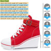 Picture of Mei MACLEOD Wedge Heel Sneaker for Women High Heel Sneaker Side Zipper/Lace Up Canvas Shoes for Teen Girls College Students Red - Size: 9.5