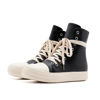 Picture of AmoreParis High Top Leather Sneakers for Women Platform Canvas Trainers Lace Up Comfort Walking Shoes in Black Size 5 - Size: 5