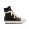 Picture of AmoreParis High Top Leather Sneakers for Women Platform Canvas Trainers Lace Up Comfort Walking Shoes in Black Size 5 - Size: 5