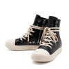 Picture of AmoreParis High Top Leather Sneakers for Women Platform Canvas Trainers Lace Up Comfort Walking Shoes in Black Size 5 - Size: 5
