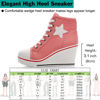 Picture of Mei MACLEOD Fashion Canvas Shoes Wedge Heel Sneaker Lace Up Casual Shoes for Women 3inch High Heel Sneaker Pink - Size: 8