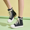 Picture of Kluolandi Women's High Top Sneakers Lace Up Canvas Shoes with Zipper Comfort Platform Walking Shoes in Black and White Canvas Size 11 - Size: 11