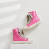 Picture of AmoreParis Women's High Top Sneakers Jumbo Lace-up Trainers Comfort Zipper Platform Canvas Shoes Unisex Fuchsia Size 6 - Size: 6