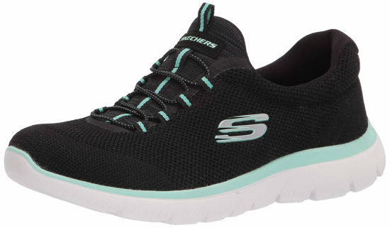 Picture of Skechers Women's Athleisure Sneaker, Black/Turquoise, 10 - Size: 10