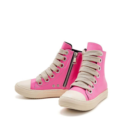Picture of AmoreParis High Top Sneakers Jumbo Lace-up Trainers Comfort Zipper Platform Canvas Shoes Unisex Fuchsia Size 11 - Size: 11