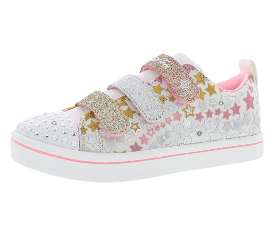 Picture of Skechers S Lights Sparkle Rayz Star Blast Girls Shoes Size 1, Color: White/Multi-White - Size: 1 Big Kid