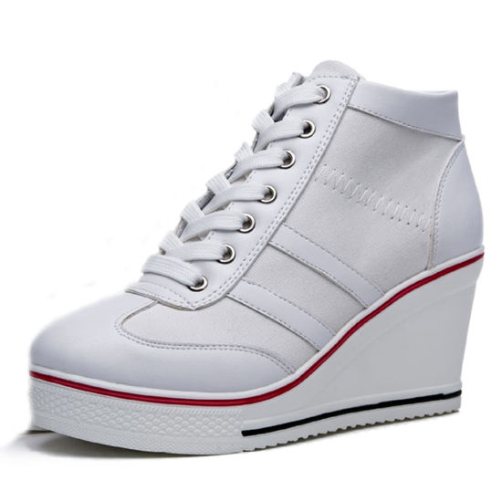 Picture of ALLINNINE Women's Fashion Sneakers Slip On Walking Shoes High Heeled Casual Elevator Shoes Height Increasing 3.15 inches Dressy Sandals - Size: 9.5