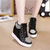 Picture of Ckrola Womens Fashion Platform Shoes Rhinestone Hidden Wedge Heel High Top Sneakers for Women Platform Boots Working Shoes Women - Size: 7.5