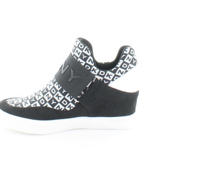 Picture of DKNY Women's High Top Slip On Wedge Sneaker, Black/White Cosmos, 9.5 - Size: 9.5