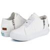 Picture of JENN ARDOR Women Platform Sneakers Hidden Wedge Canvas Shoes Fashion Walking Slip On Sneaker Non Slip with Zipper White - Size: 10