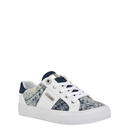 Picture of GUESS Women's LOVEN Sneaker, White/Blue 171, 7 - Size: 7
