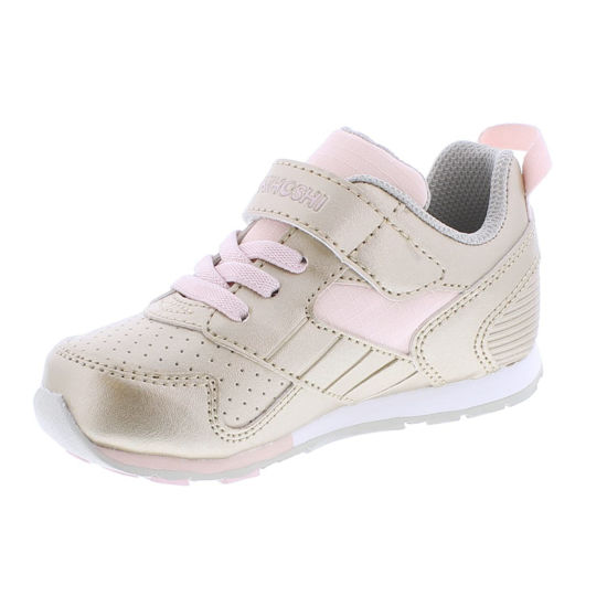 Picture of TSUKIHOSHI 2510 Racer Strap-Closure Machine-Washable Child Sneaker Shoe with Wide Toe Box and Slip-Resistant, Non-Marking Outsole, Gold/Rose - 12 Little Kid (4-8 Years) - Size: 12 Little Kid