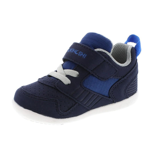 Picture of TSUKIHOSHI 2510 Racer Strap-Closure Machine-Washable Baby Sneaker Shoe with Wide Toe Box and Slip-Resistant, Non-Marking Outsole - Navy/Blue, 5.5 Toddler (1-4 Years) - Size: 5.5 Toddler
