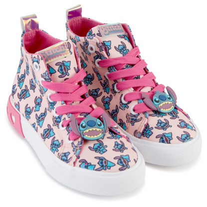Picture of Disney Girls Lilo & Stitch Sneakers - Lilo and Stitch High Top Athletic Shoes - Lilo and Stitch High Top Lace Up Sneakers (Light Pink, 3) - Size: 3 Big Kid