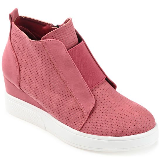 Picture of Journee Collection Womens Clara Wide Width Round Toe Inside Zip Wedge Sneakers Pink 9.5 Wide Womens US - Size: 9.5 Wide