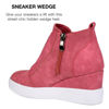 Picture of Journee Collection Womens Clara Wide Width Round Toe Inside Zip Wedge Sneakers Pink 9.5 Wide Womens US - Size: 9.5 Wide