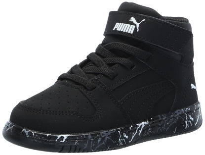 Picture of PUMA Rebound Layup Mid Hook and Loop Sneaker, Black Black, 12 US Unisex Little Kid - Size: 12 Little Kid