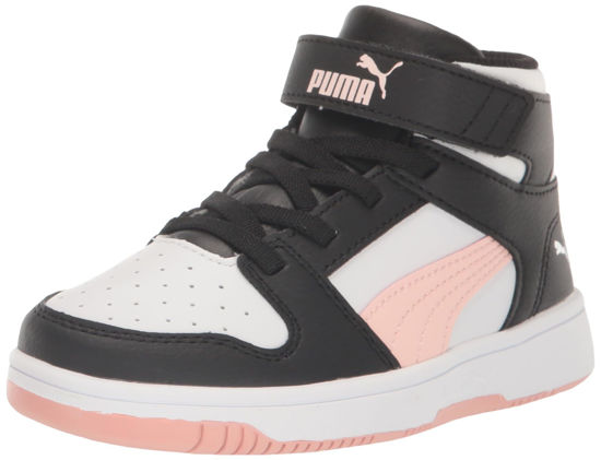 Picture of PUMA Rebound Layup Synthetic Leather Hook and Loop Sneaker, Black-Rose Dust, 13 US Unisex Little Kid - Size: 13 Little Kid
