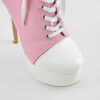 Picture of Richealnana Women's Stiletto High Heel Round Toe Lace Up Platform Canvas Casual Sneaker Boots Pink US 9.5 - Size: 9.5