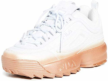 Picture of Fila Women's Disruptor II Brights Fade Sneakers, White/White/Safety Yellow, 5 Medium US - Size: 5