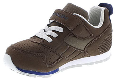 Picture of TSUKIHOSHI 2510 Racer Strap-Closure Machine-Washable Child Sneaker Shoe with Wide Toe Box and Slip-Resistant, Non-Marking Outsole - Brown/Tan, 9.5 Toddler (1-4 Years) - Size: 9.5 Toddler