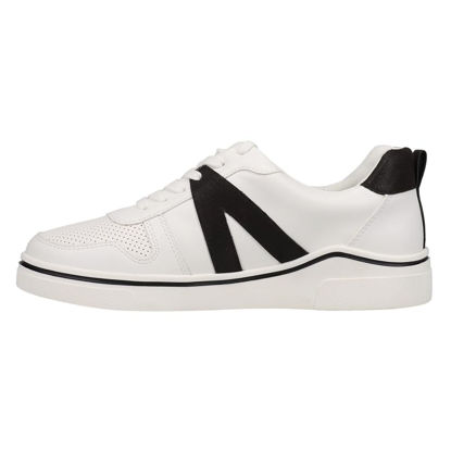 Picture of MIA Alta Lace Up Vegan-Leather Sneakers for Women, Casual Fashion Athletic Shoes, White/Black, Size 6.5 - Size: 6.5