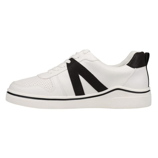Picture of MIA Alta Lace Up Vegan-Leather Sneakers for Women, Casual Fashion Athletic Shoes, White/Black, Size 6.5 - Size: 6.5