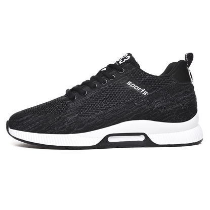Picture of Recyphi Men's Invisible Height Increasing Elevator Shoes Lightweight Sport Shoes Height Lifting Fashion Sneakers 2.4'' Taller, Black - Size: 8
