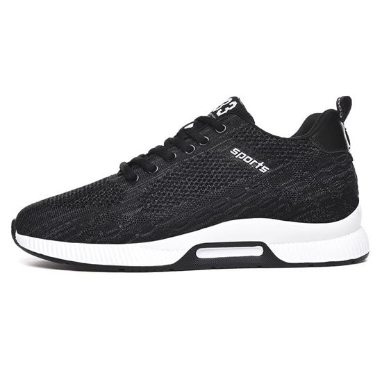 Picture of Recyphi Men's Invisible Height Increasing Elevator Shoes Lightweight Sport Shoes Height Lifting Fashion Sneakers 2.4'' Taller, Black - Size: 8
