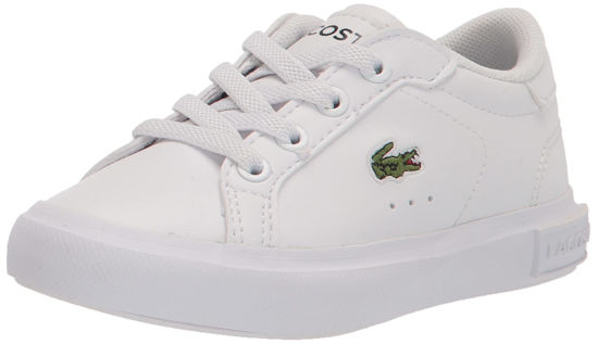 Picture of Lacoste unisex child Kid's Powercourt Sneaker, Wht/Wht, 4.5 Big Kid US - Size: 4.5 Big Kid