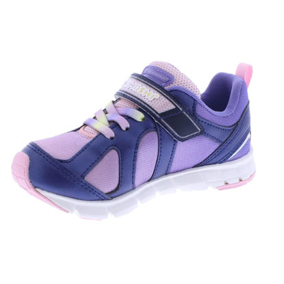 Picture of TSUKIHOSHI 3584 Rainbow Strap-Closure Machine-Washable Shoes for Boys and Girls with Wide Toe Box and Slip-Resistant, Non-Marking Outsole - Navy/Pink, 9 Toddler (1-4 Years) - Size: 9 Toddler