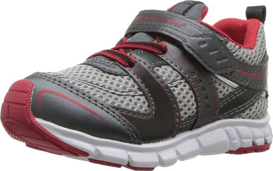 Picture of TSUKIHOSHI 3580 Velocity Strap-Closure Machine-Washable Child Sneaker Shoe with Wide Toe Box and Slip-Resistant, Non-Marking Outsole - Graphite/Red, 12 Little Kid (4-8 Years) - Size: 12 Little Kid