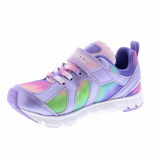 Picture of TSUKIHOSHI 3584 Rainbow Strap-Closure Machine-Washable Child Sneaker Shoe with Wide Toe Box and Slip-Resistant, Non-Marking Outsole - Lavender/Multi, 7.5 Toddler (1-4 Years) - Size: 7.5 Toddler