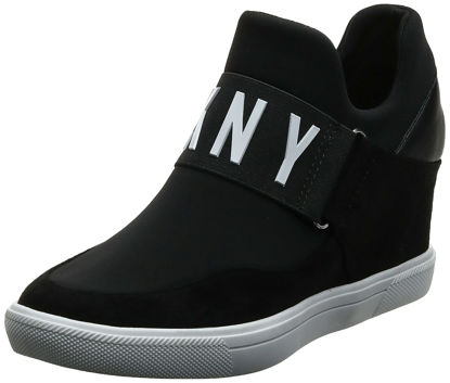 Picture of DKNY Women's High-Top Sneakers - Slip-On Shoes with Hidden Wedges, Black Cosmos, 9.5 Wide - Size: 9.5 Wide