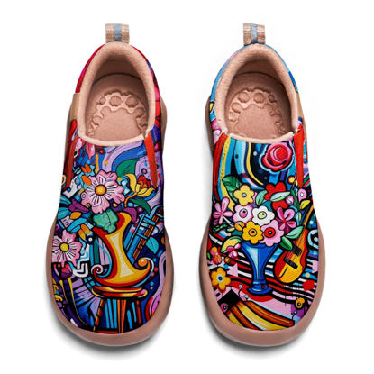 Picture of Women's Art Painted Travel Shoes Slip On Casual Leather Loafers Lightweight Comfort Fashion Sneaker - Size: 11