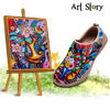 Picture of Women's Art Painted Travel Shoes Slip On Casual Leather Loafers Lightweight Comfort Fashion Sneaker - Size: 11